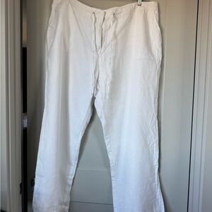 Charter Club White Drawstring Linen-Blend Chinos